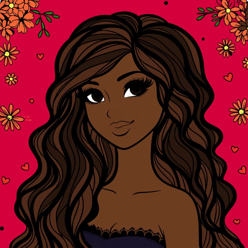 pretty woman with long wavy hair