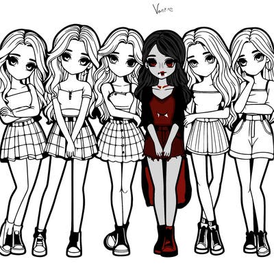 a group of girls realistic