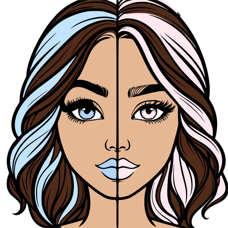 realistic girl split half