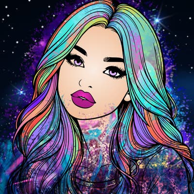 realistic girl with hair on her hair and lips