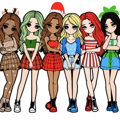 a group of girls realistic