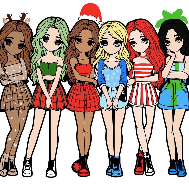 a group of girls realistic