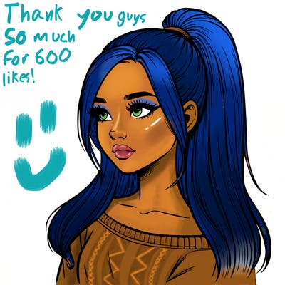 realistic girl with a high ponytail