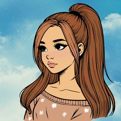 realistic girl with a high ponytail