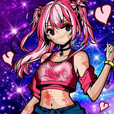 anime girl with crop top