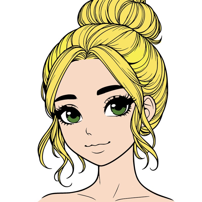 realistic pretty girl with hair in bun