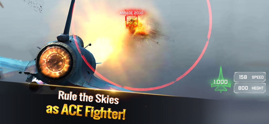 ACE Fighter: Modern Air Combat - A fighter jet destroying an enemy aircraft in a 3D dogfight scene