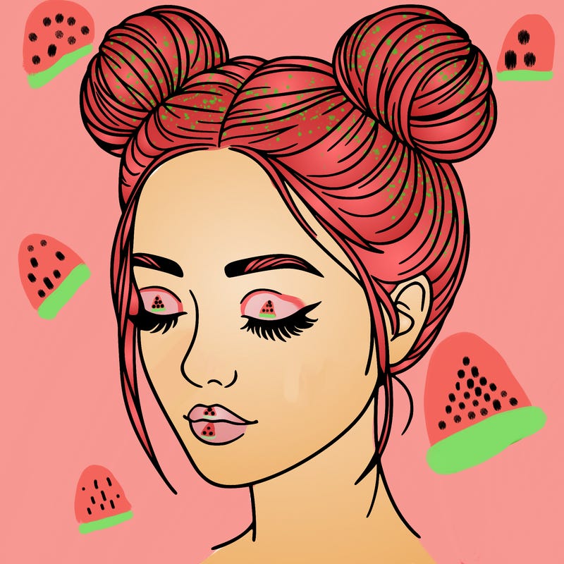 woman with hair buns