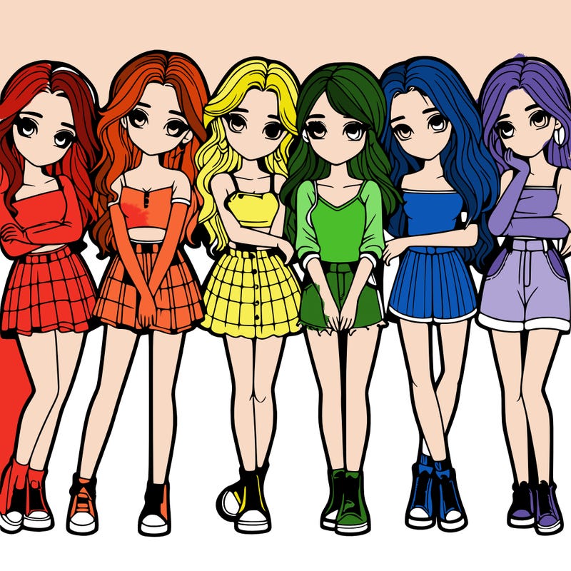 a group of girls realistic