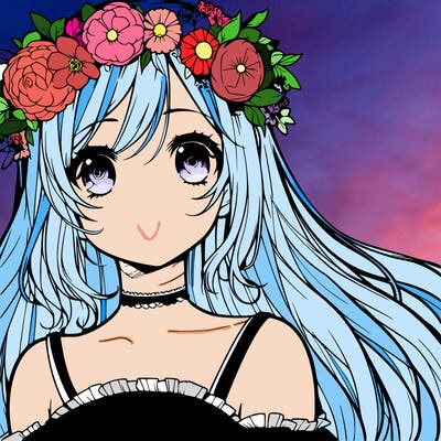 manga girl with flower crown