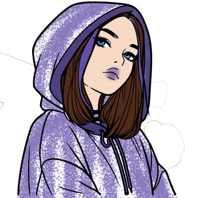 a realistic girl in a hoodie