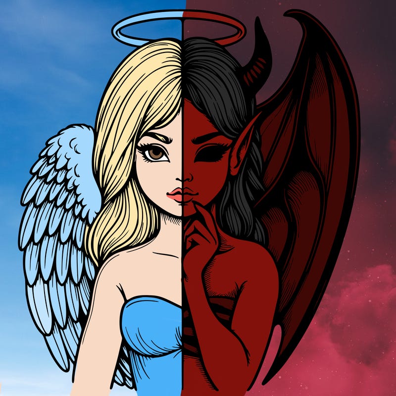 realistic angel half demon