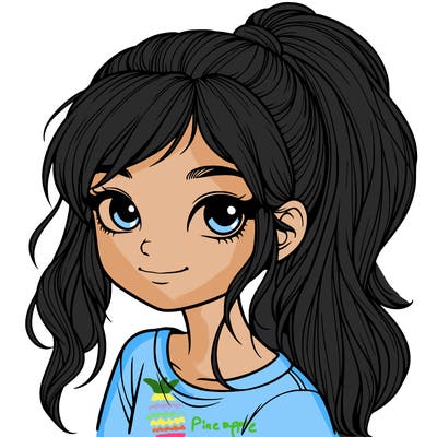 realistic girl with ponytail