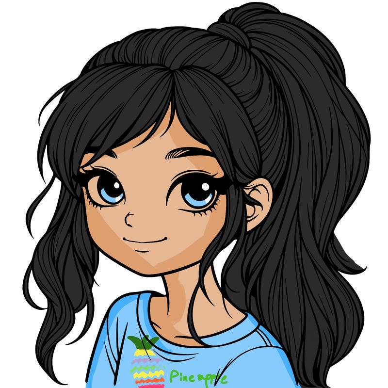 realistic girl with ponytail