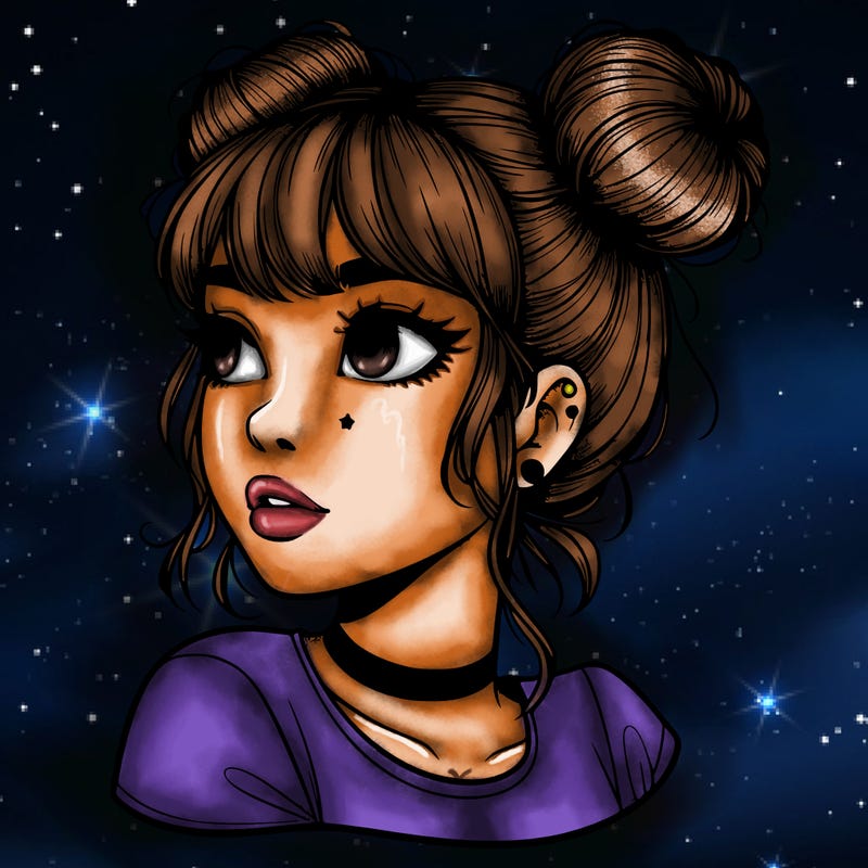 realistic girl with spacebuns