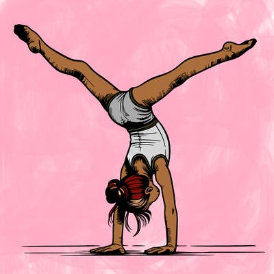 realistic gymnastic hand stand girl in four splits