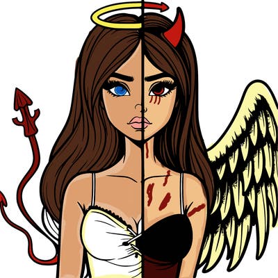 devil vs angel realistic girl