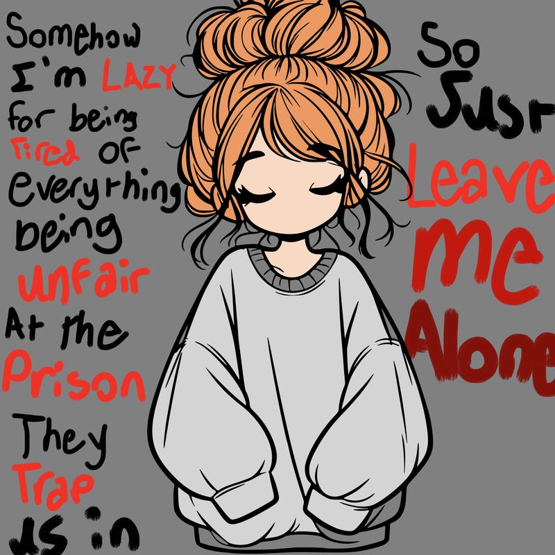 girl with baggy sweatshirt and messy bun