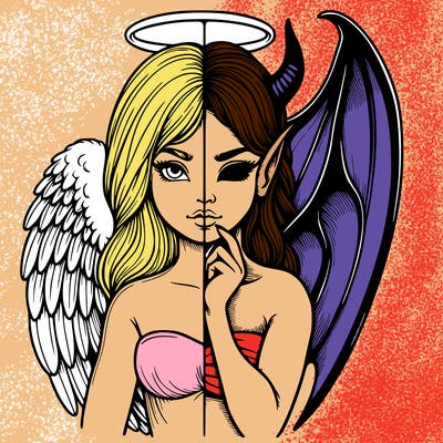 realistic angel half demon