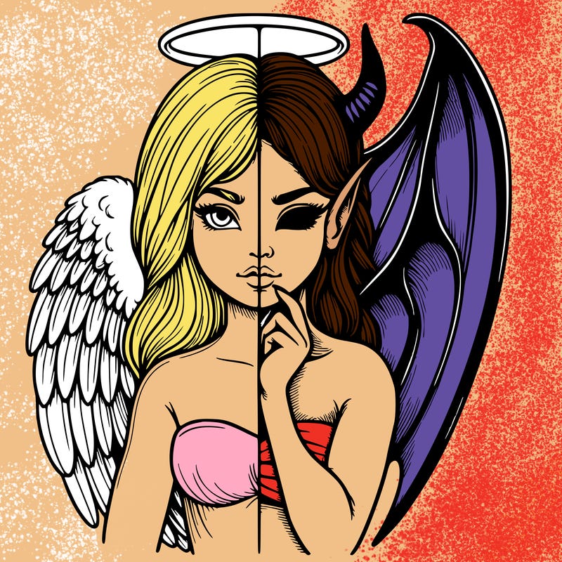 realistic angel half demon