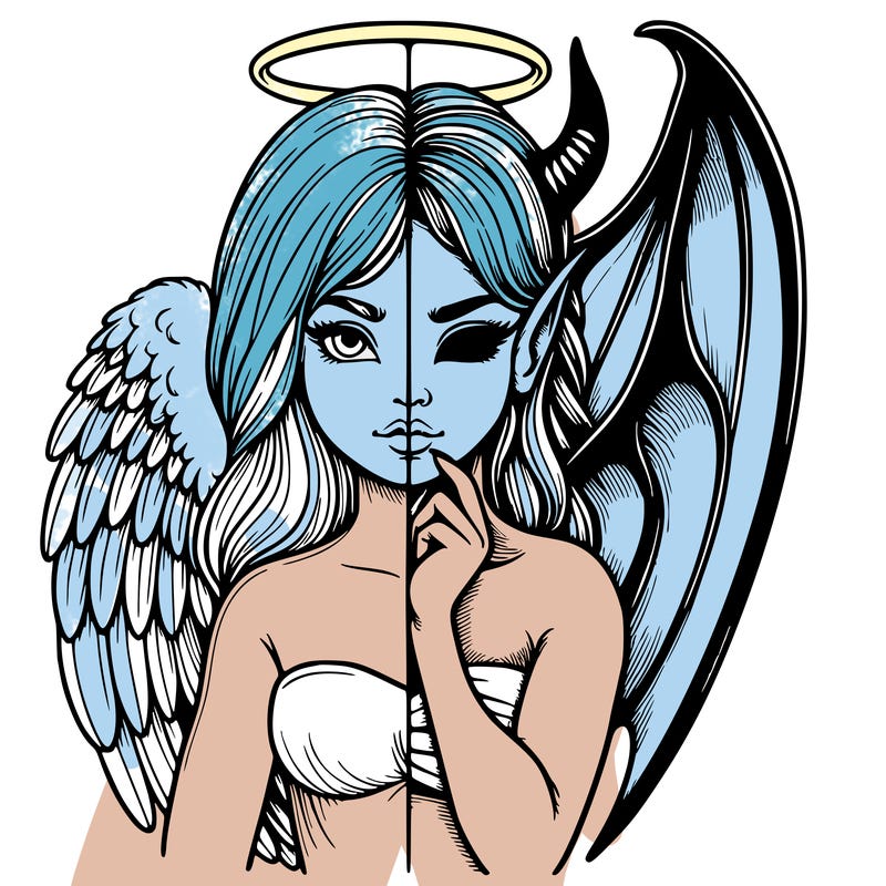 realistic angel half demon