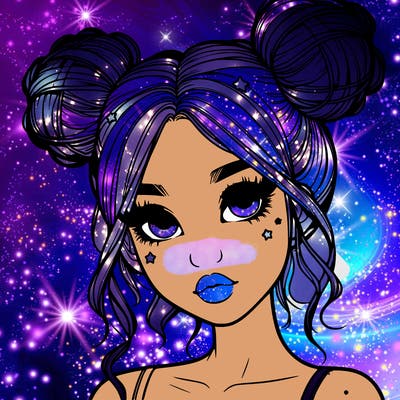 realistic girl with space buns