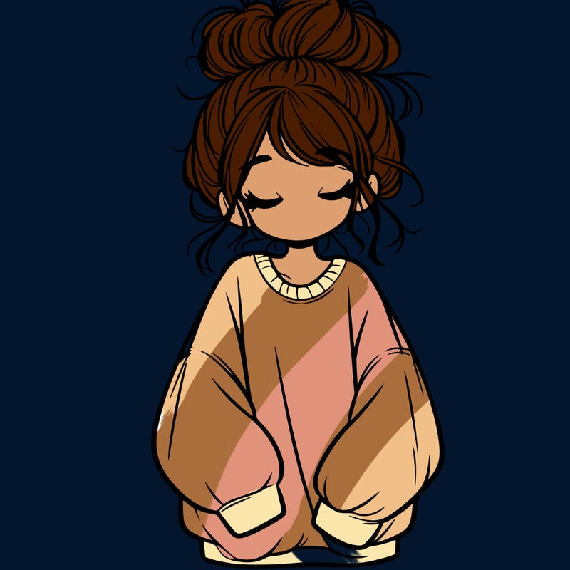 girl with baggy sweatshirt and messy bun