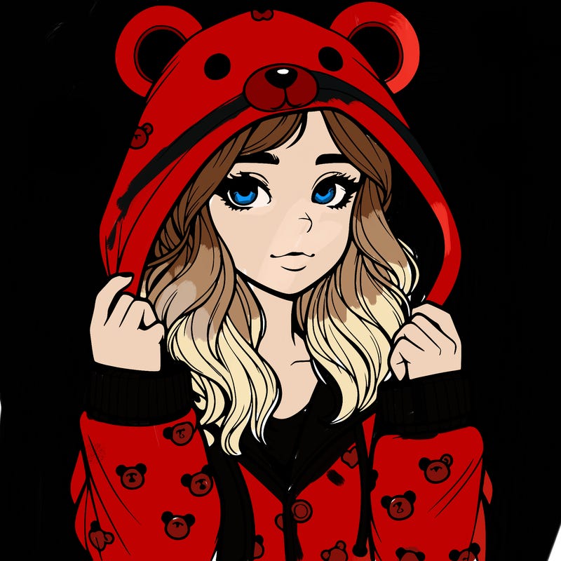 realistic girl in a animal pjs hoodie