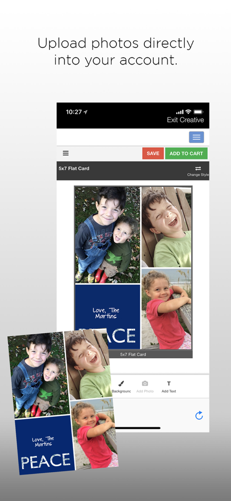London Drugs Photolab - London Drugs Photolab app interface for designing a personalized family photo card