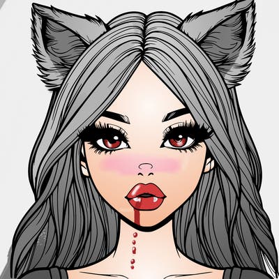realistic girl with fox ears and realistic lips