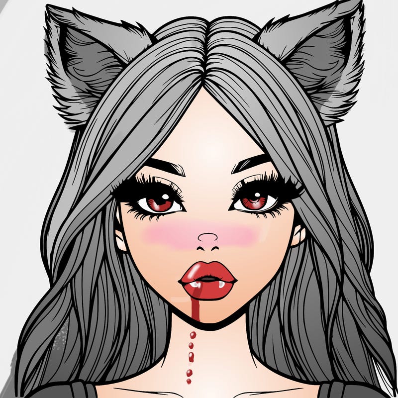 realistic girl with fox ears and realistic lips