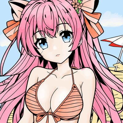 anime girl with a bikini