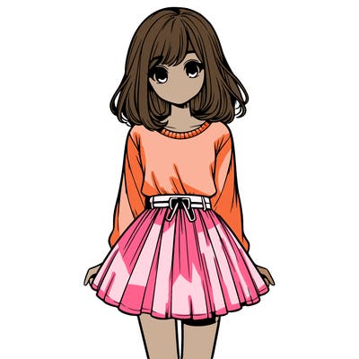realistic girl with a skirt on