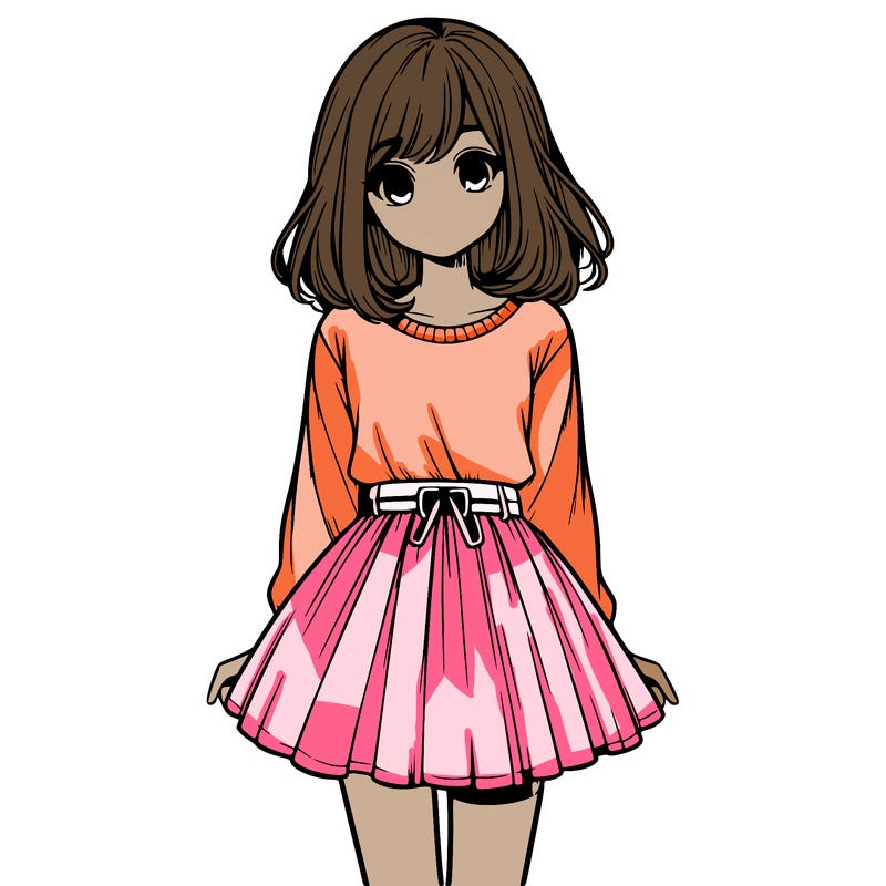 realistic girl with a skirt on