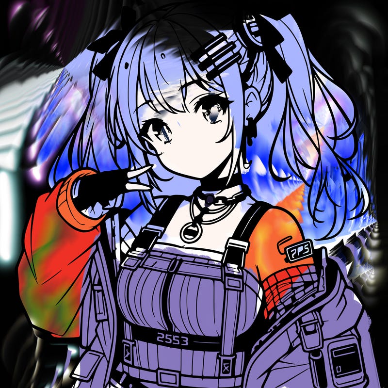 anime teen girl in cyberpunk outfit
