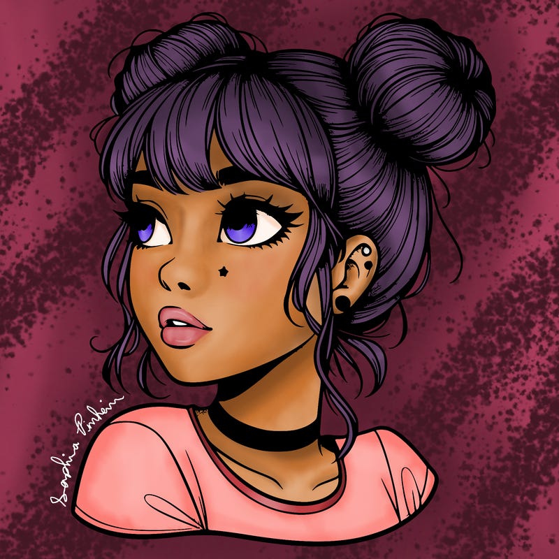 realistic girl with spacebuns