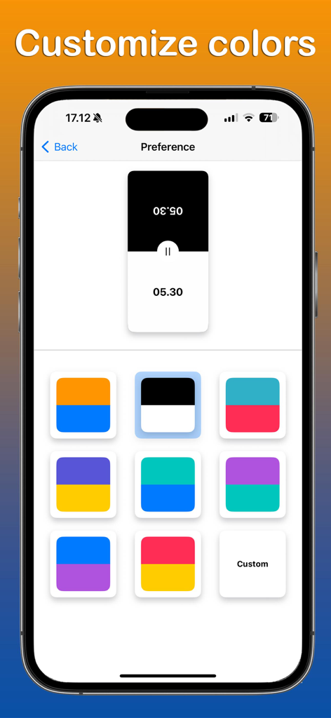 Chess Timer - Clock ™ - Interfaz de la aplicación Chess Timer que muestra varios temas de color para personalizar la apariencia del reloj de ajedrez digital