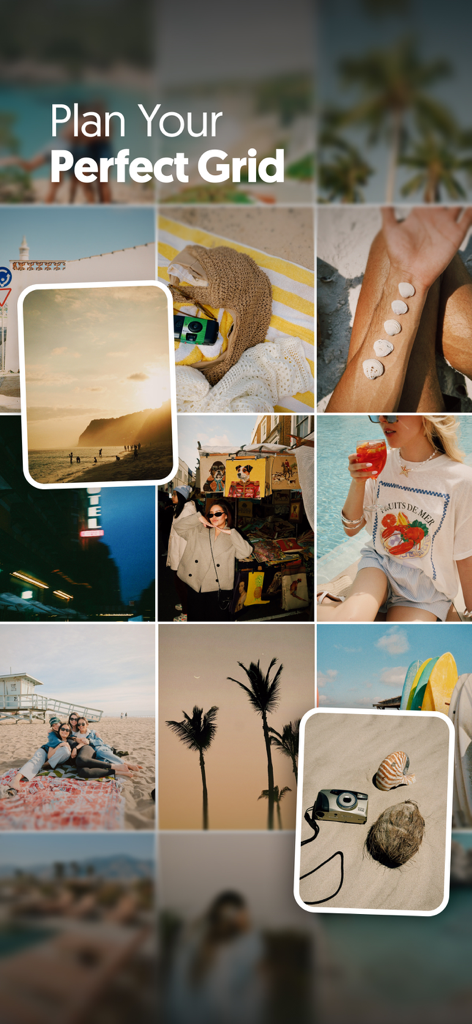 Fonction de prévisualisation et de planification de la grille Instagram dans l'application A Color Story