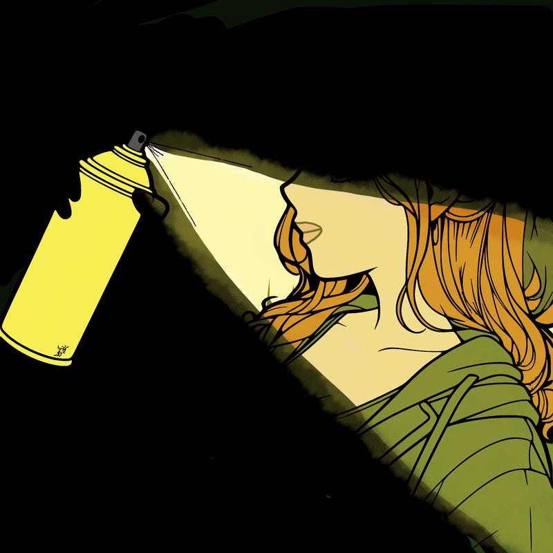 a realistic girl spray, painting