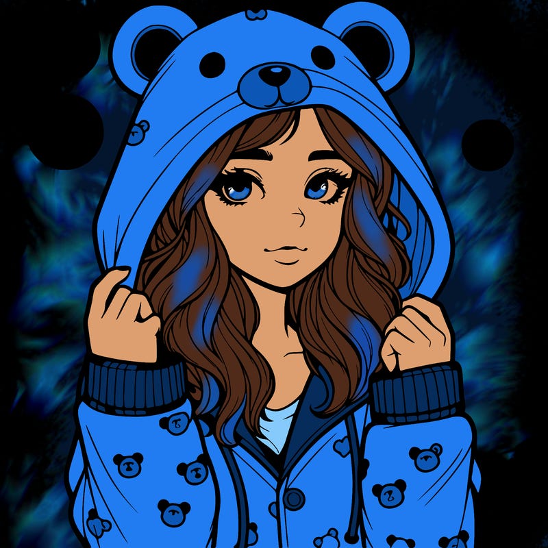 realistic girl in a animal pjs hoodie