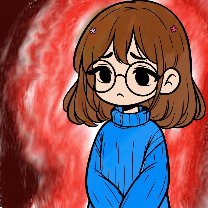 sad girl with glasses in a sweater
