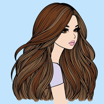 realistic girl with long realistic hair