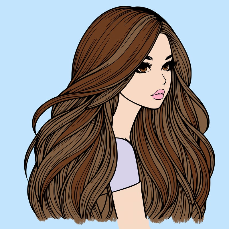 realistic girl with long realistic hair