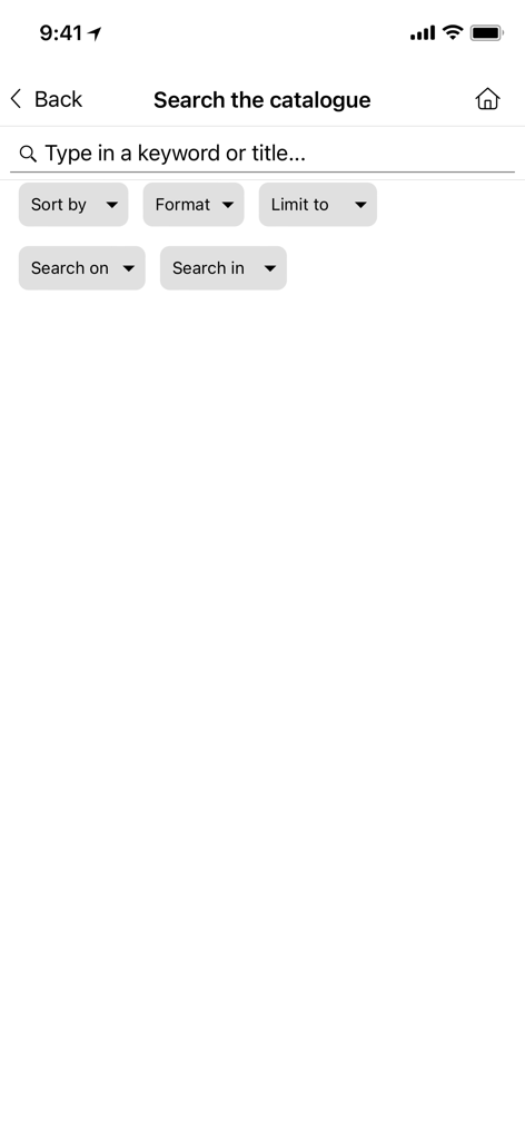 The search interface for the Whitehorse Manningham Library mobile application