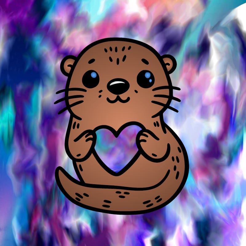 otter with a heart