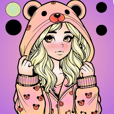realistic girl in a animal pjs hoodie
