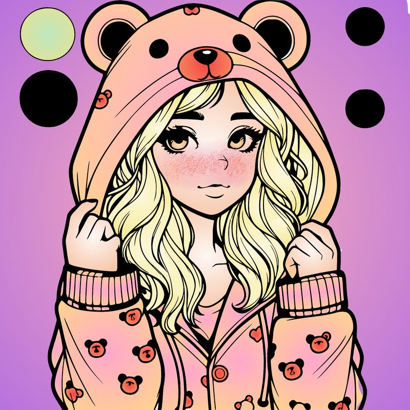 realistic girl in a animal pjs hoodie