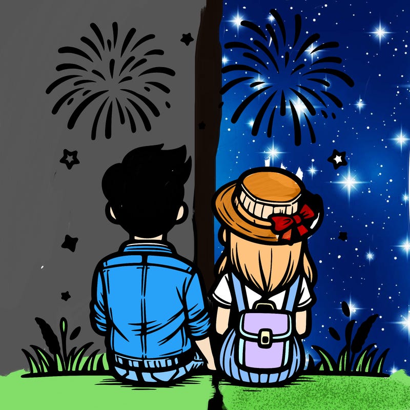 couple watching fireworks