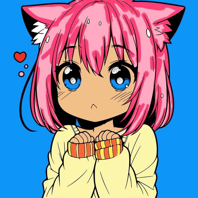 shy anime catgirl