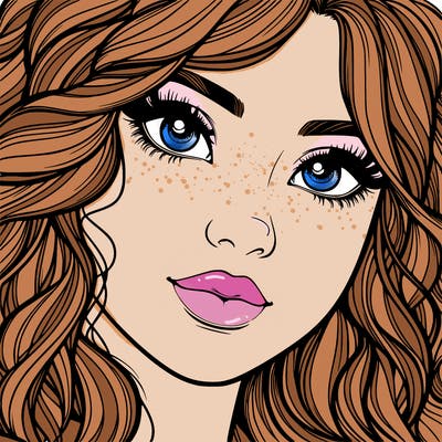 beautiful realistic girl close up to the camera with wavy hair,